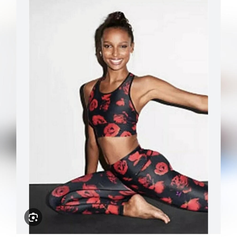 Victoria's Secret Red and Black Floral Sports Bra